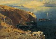 Felsen bei Capri mit Fischern Eduard Hildebrandt